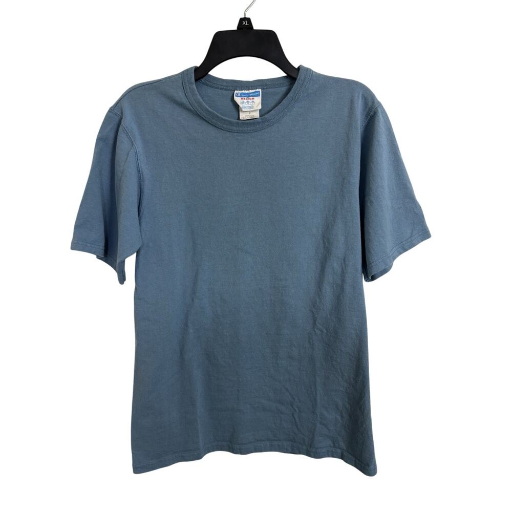 Champion Blue Short Sleeve T-Shirt Size Medium Logo Sleeve Cotton Casual Comfy